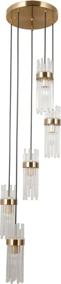 ITALUX PND-40760-5-HBR TARASO Többágú Függesztett Lámpa Átlátszó, Arany E14 IP20