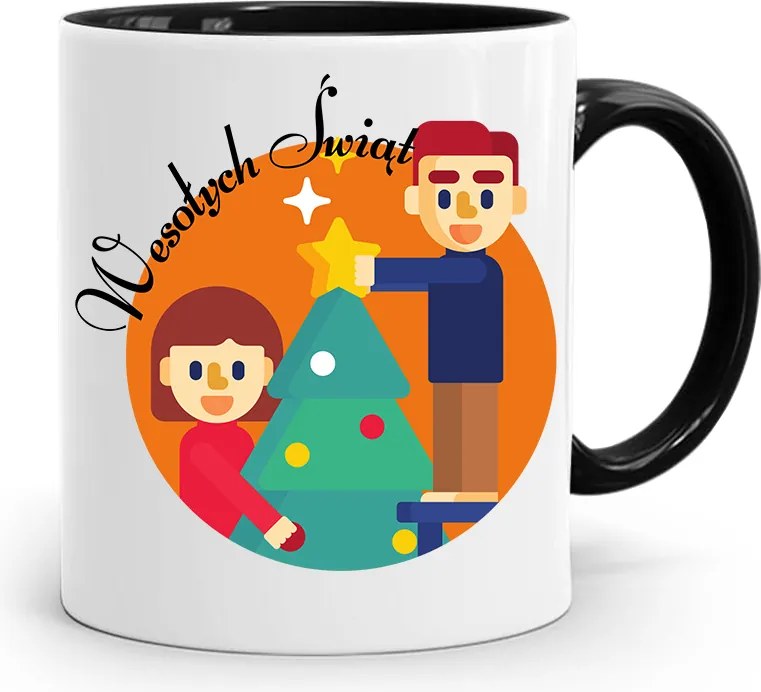 Fekete Karácsonyi Bögre Mikulásra, fényképes nyomtatással