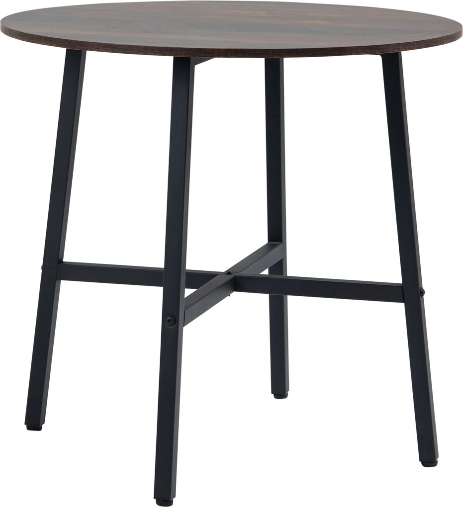 HOMCOM Étkezőasztal Konyhai Asztal 4 Fő Részére, Modern Dizájnú Nappali Asztal Étkezőhöz, Konyhához, Acél, Barna, 80 x 80 x 76 cm | Aosom
