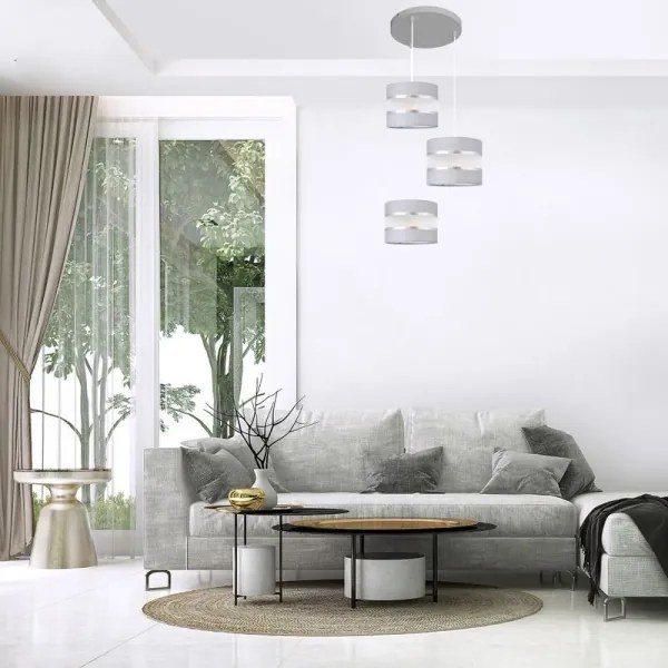 Csillár zsinóron HELEN 3xE27/15W/230V szürke/ezüst