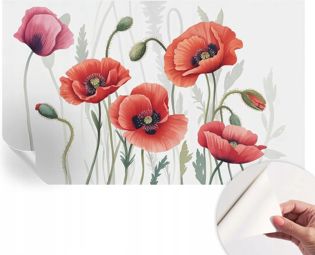 Modern öntapadós fali fotótapéta Piros pipacs 416x254 cm