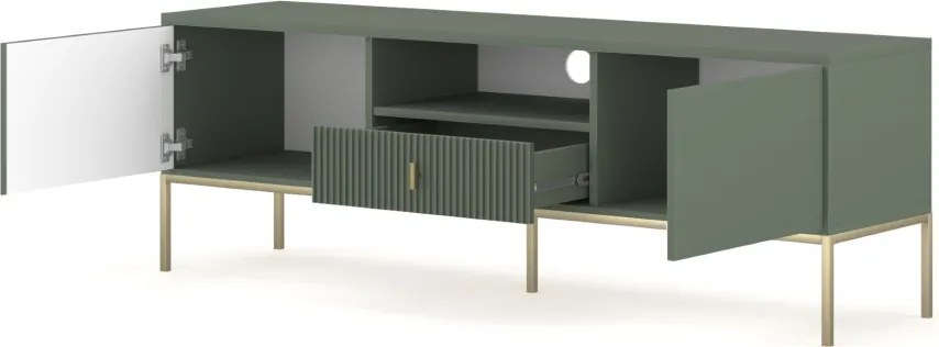 Komód 2 ajtóval és 1 fiókkal smoke green színben arany fogantyúkkal – MAGGIORE MA01