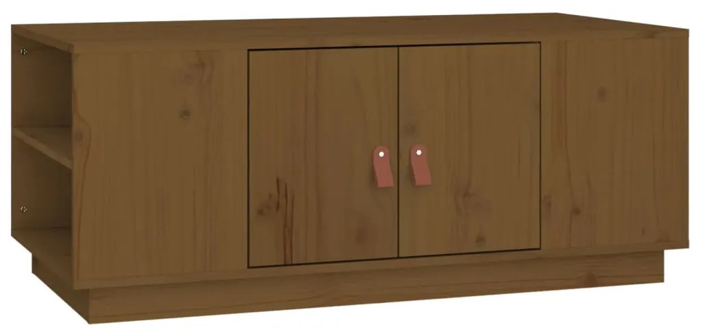 Mézbarna tömör fenyőfa dohányzóasztal 100 x 50 x 41 cm