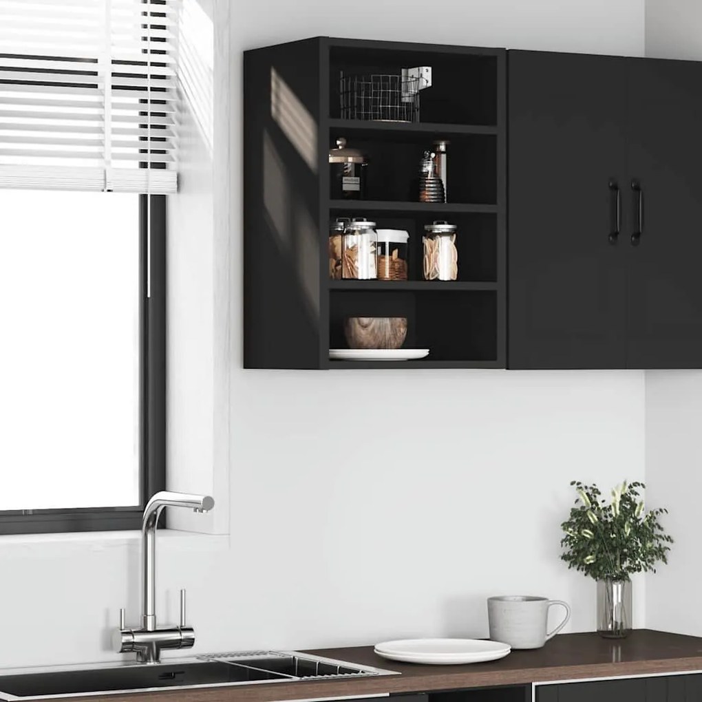 fekete forgácslap függő szekrény 40x29,5x60 cm