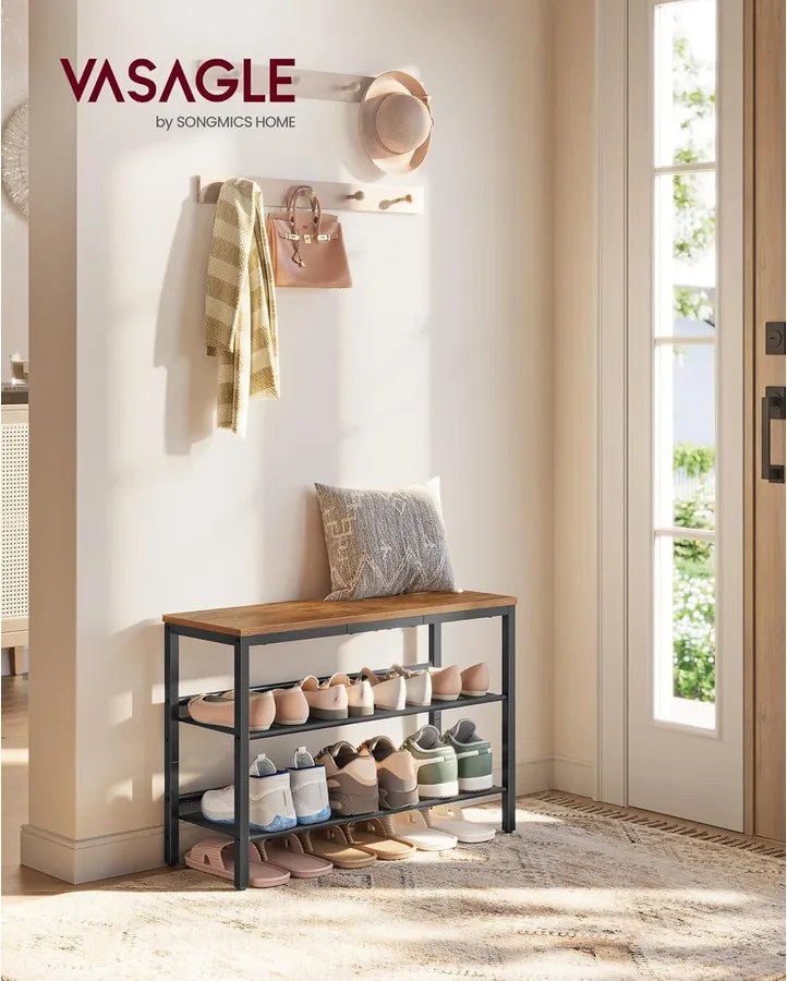 VASAGLE cipőtartó állvány 8x75x53cm, barna–tintafekete
