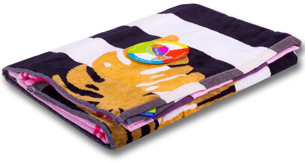 Flamingo Gold Fekete strandtörölköző