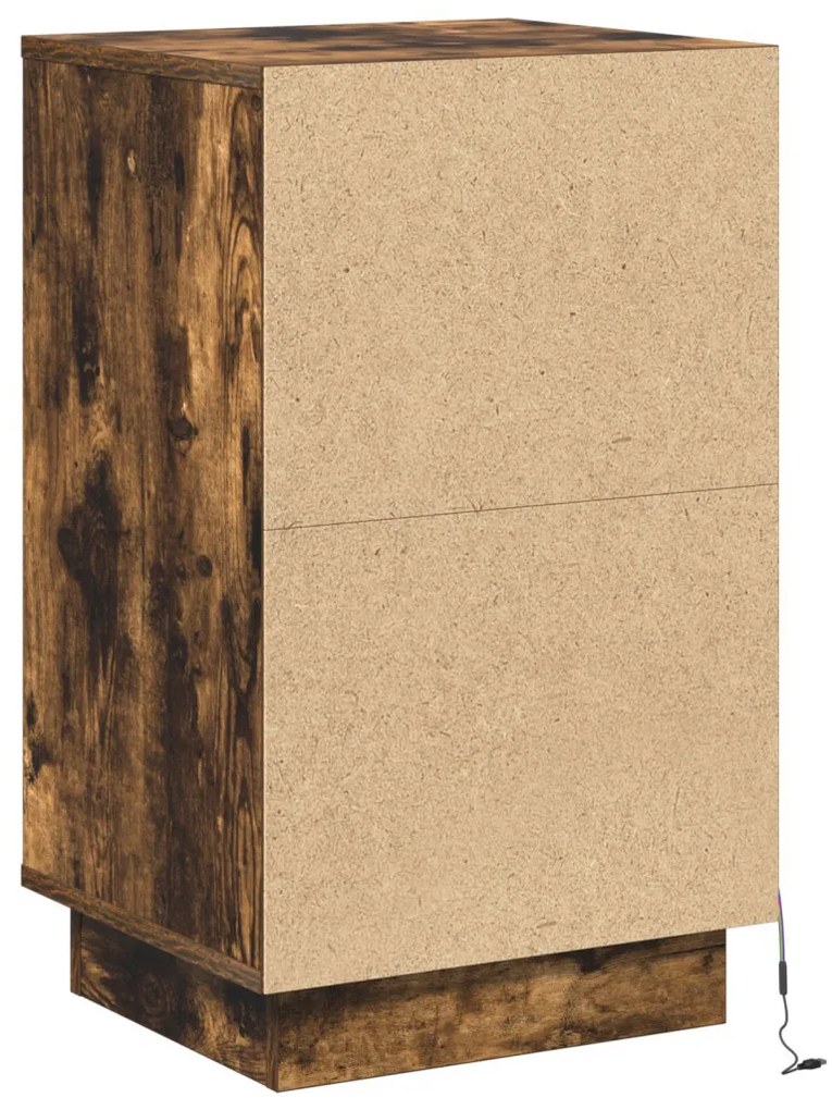 éjjeli szekrény LED-füstölt tölgy 39x34.5x65 cm szerelt fa
