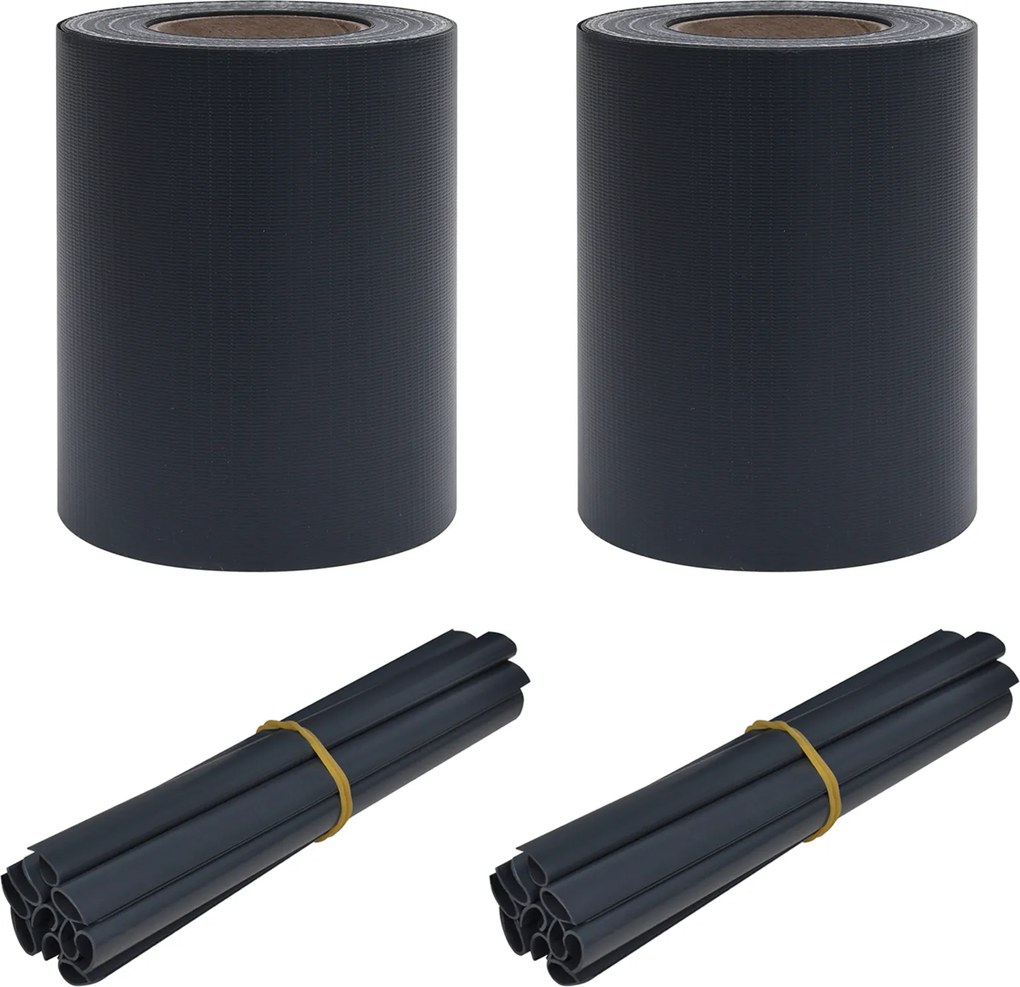 vidaXL Kerti privacy képernyők 2 pcs Sötétszürke 35 x 0,19 m PVC