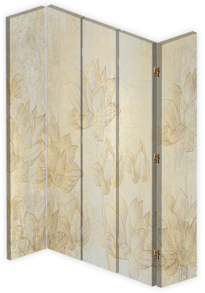 Gario Paraván Arany virágok Méret: 180 x 170 cm, Kivitelezés: Forgó paraván 360°