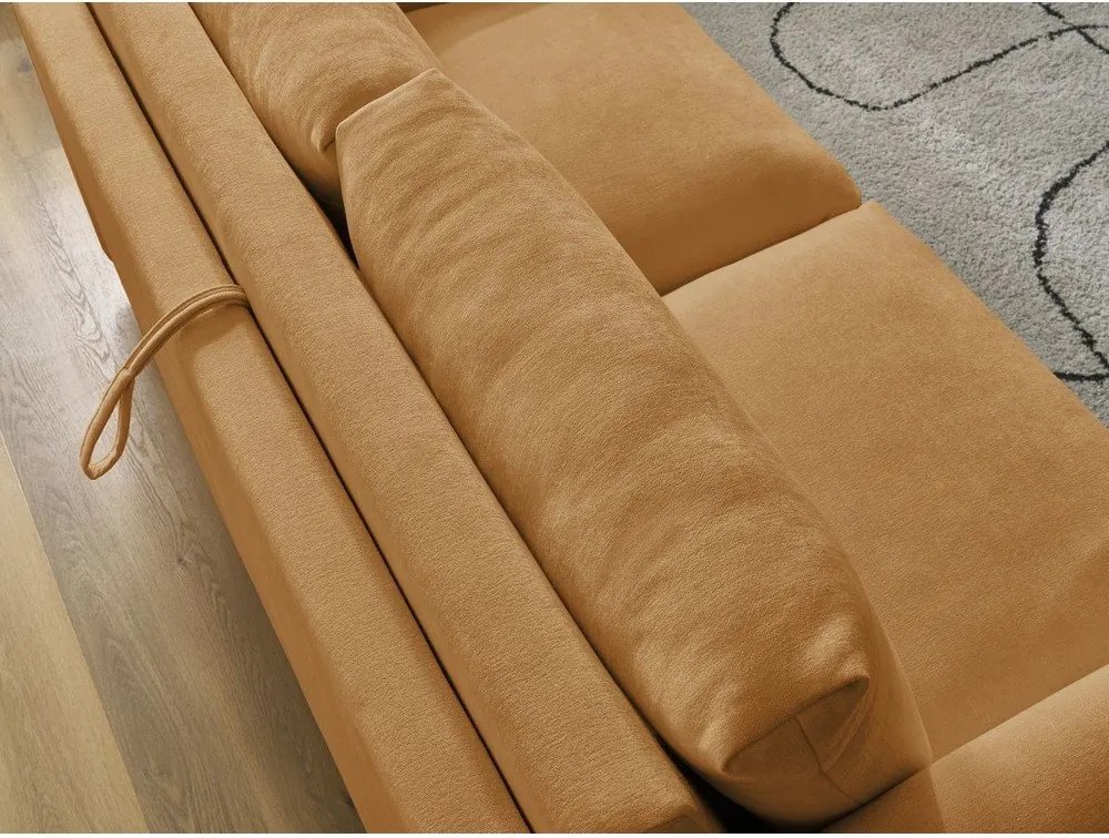 Mustársárga kinyitható kanapé mindennapos alvásra 200 cm Cocoone – Bobochic Paris