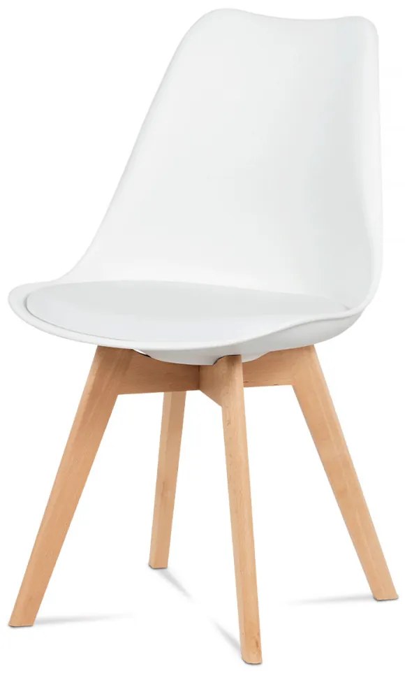 Scaun Monza modern scandinav cu perna scaunului din piele textilă, Picioare din lemn de fag