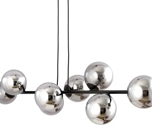 Csillár zsinóron ROSSI 8xE14/10W/230V fekete/szürke