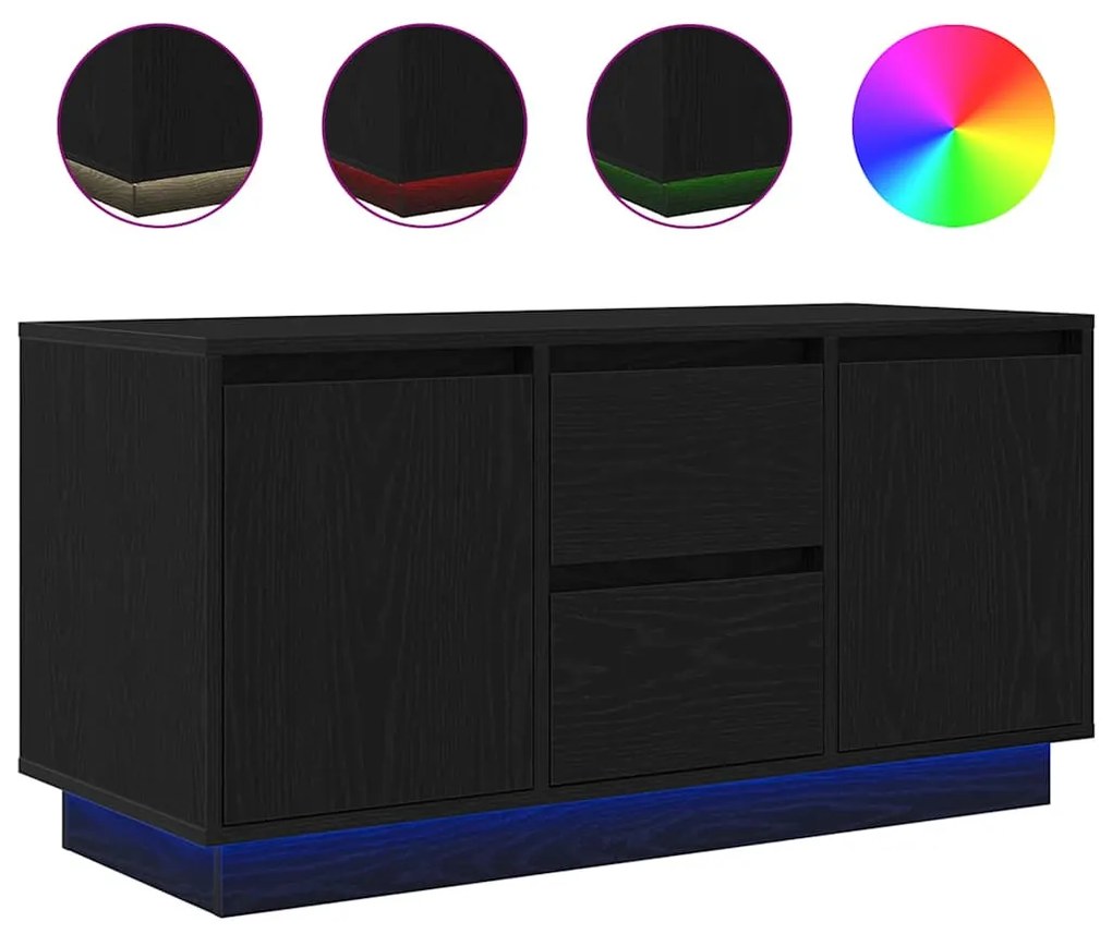 fekete tölgy TV-szekrény LED-világítással 100x41x50 cm