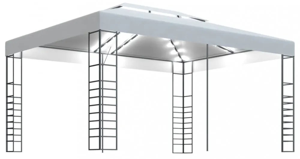 fehér pavilon LED fényfüzérrel 4 x 3 x 2,7 m
