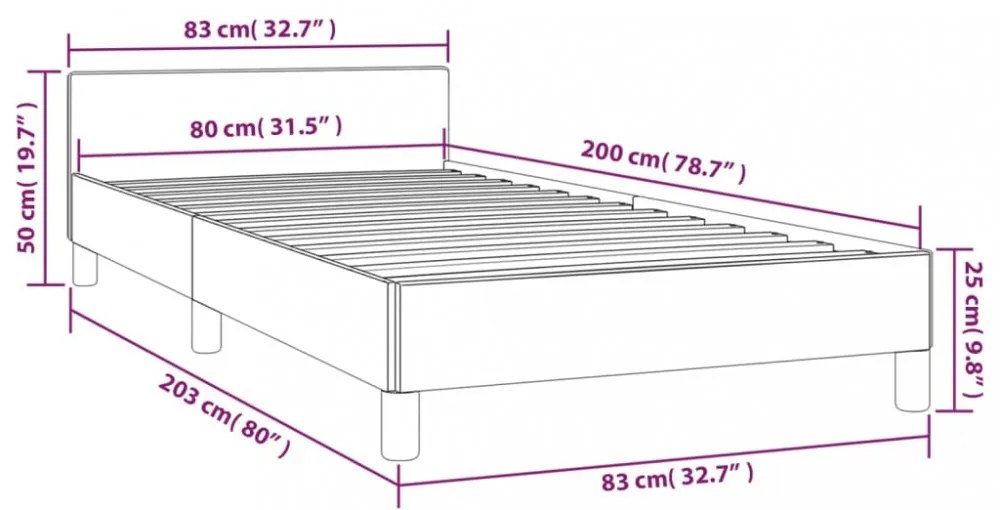 rózsaszín bársony ágykeret fejtámlával matrac nélkül 80x200 cm