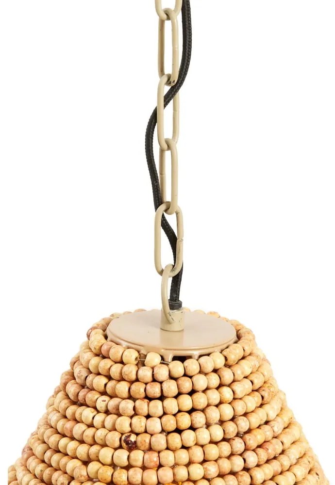 Natúr színű függőlámpa fa búrával ø 40 cm Kabinda – Light &amp; Living