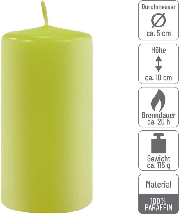 Gyertya készlet 10 cm Ø 5 cm 16 db világoszöld