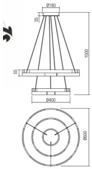 Redo 01-3178 - LED Dimmelhető csillár zsinóron CASTLE LED/60W/230V arany