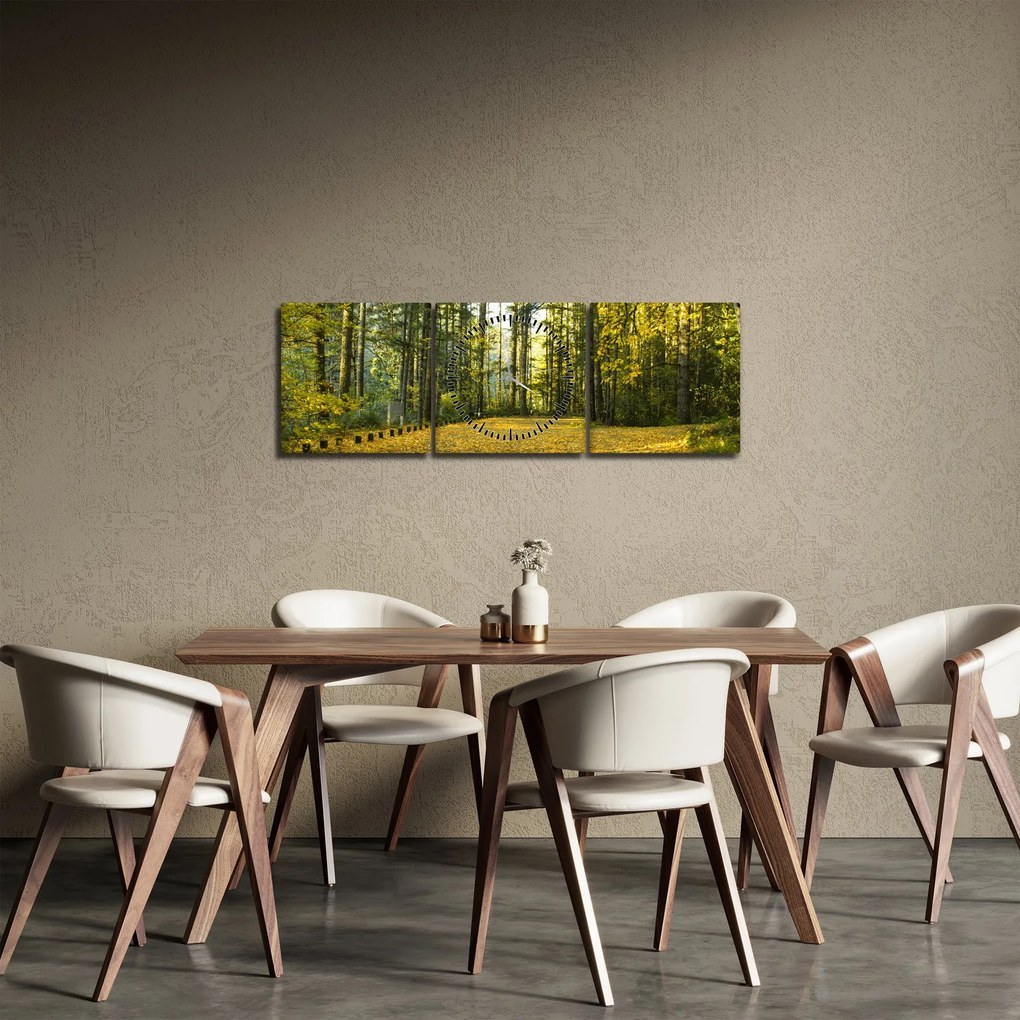Kép - erdő ősszel (órával) (90x30 cm)