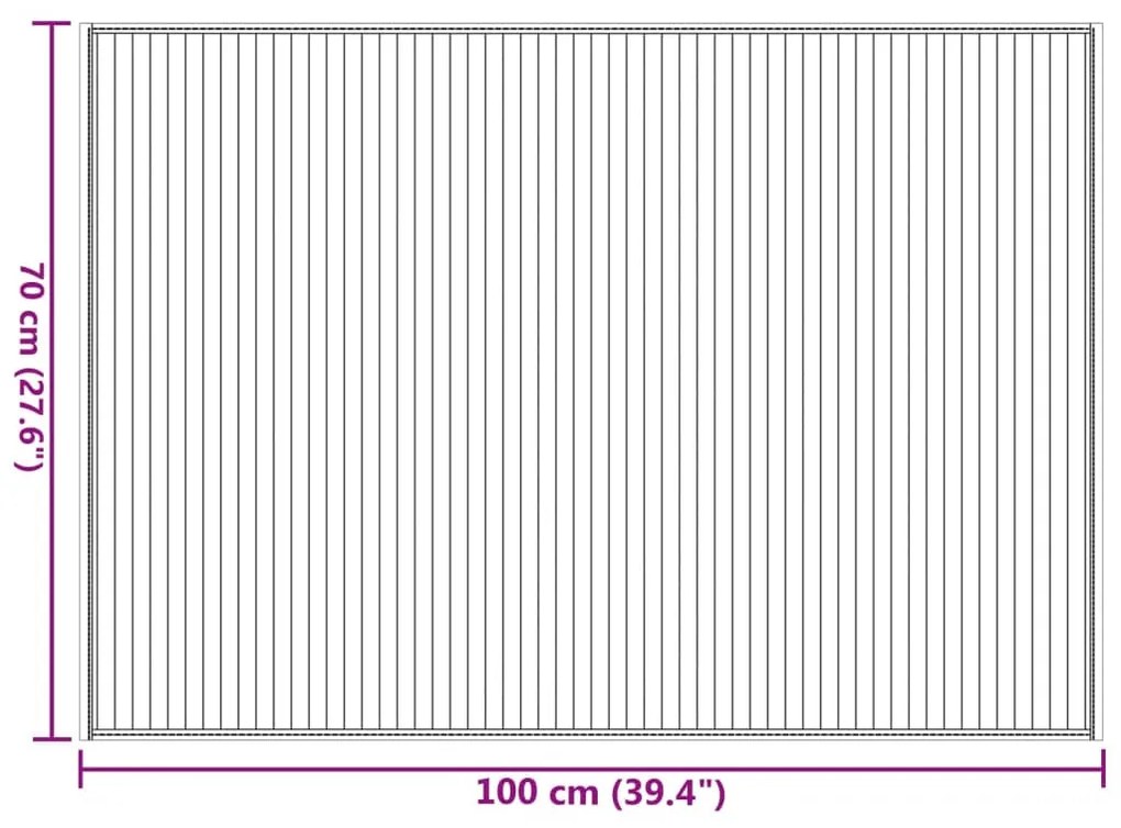 négyszögletű fekete bambusz szőnyeg 70 x 100 cm