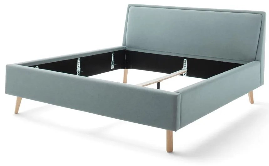 Kék-szürke kárpitozott franciaágy ágyrács nélkül 160x200 cm Frieda – Meise Möbel