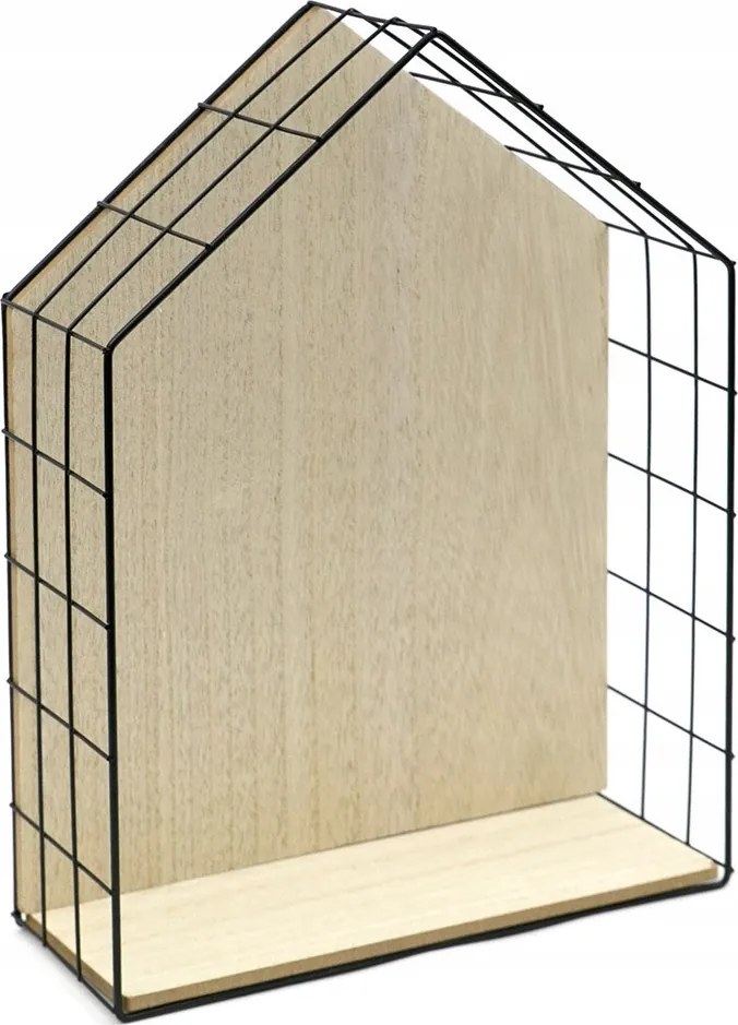 Fém Polc Fekete Barna 40x30x12cm Loft