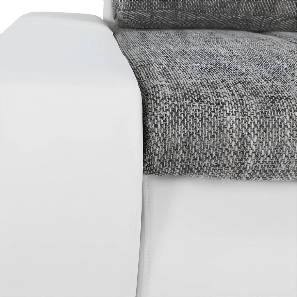 Ülőgarnitúra, műbőr fehér/szövet szürke melír, TONIKS