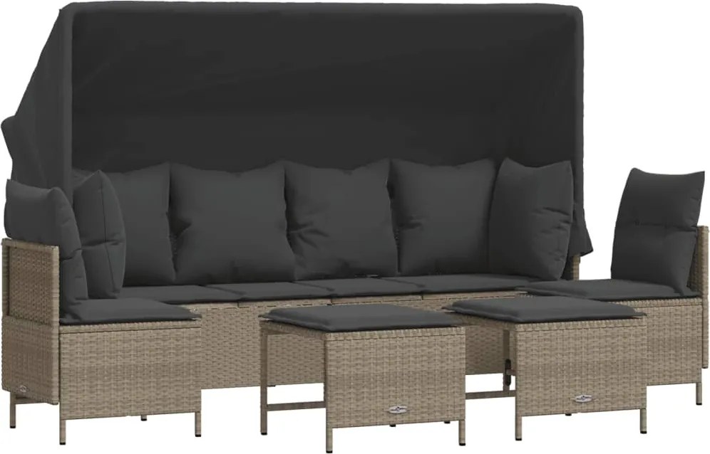 vidaXL 5 részes világosszürke polyrattan kerti ülőgarnitúra párnákkal