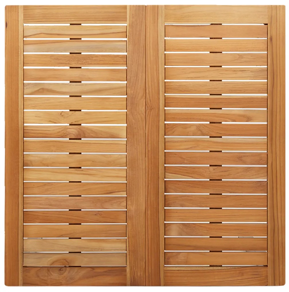 5 darabos Kerti Étkező Szett Tömör Fa Tíkfa, Kültéri Étkező Asztal 90x90x74.5 cm Tömör Fa Tíkfa, Összecsukható Kerti Székek 4 db Tömör Fa Tíkfa és Acél