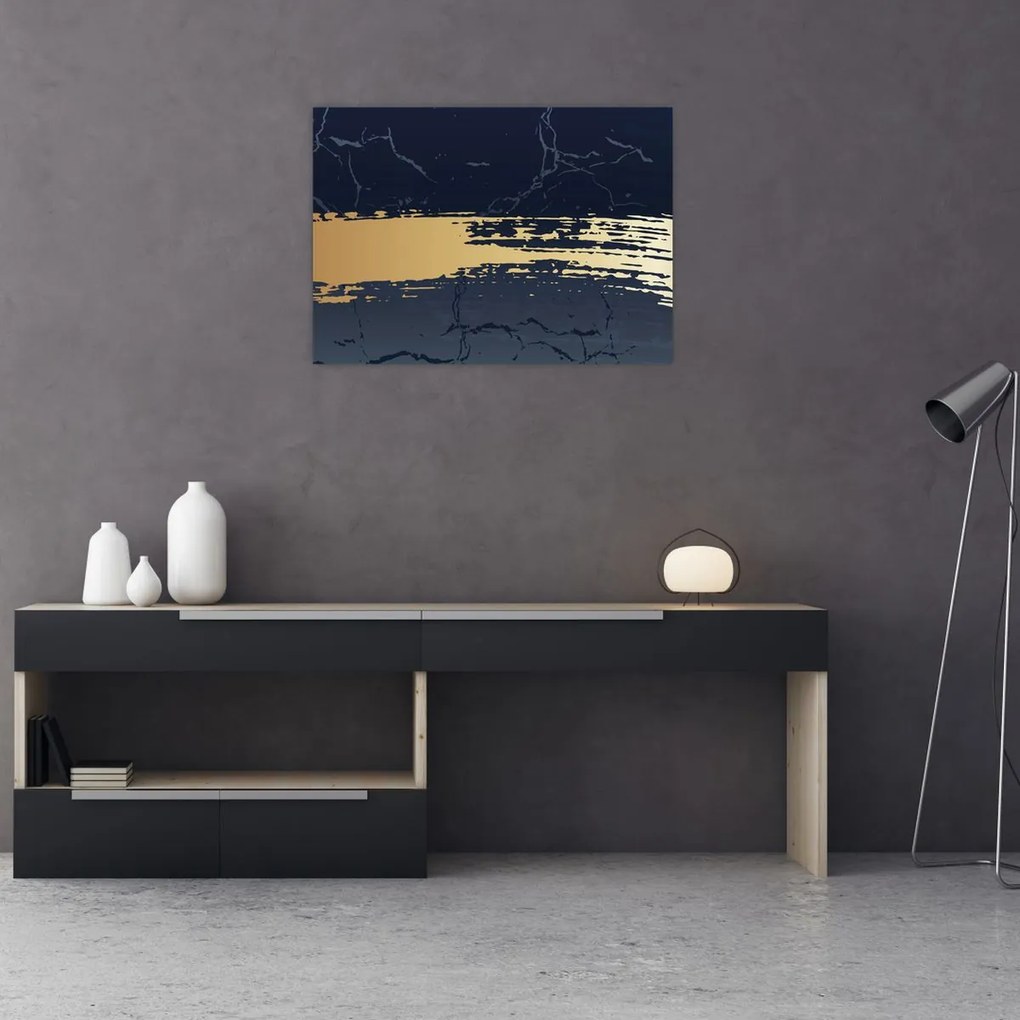 Kép - Kék és arany absztrakció N⁰2 (70x50 cm)