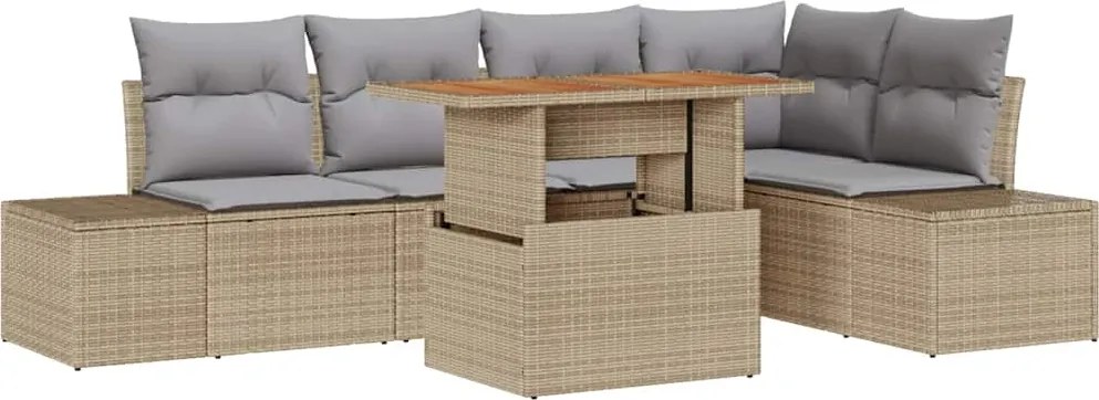 vidaXL Kert étkező szett párnával 6 pcs Barna és szürke