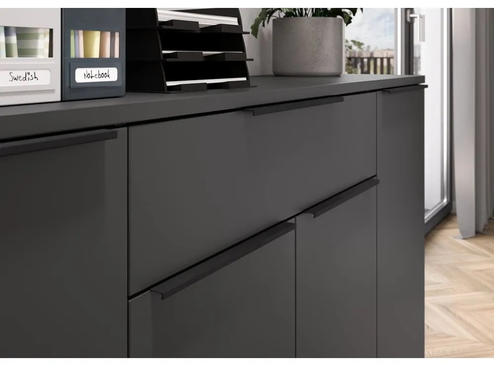 Antracitszürke alacsony komód 161x101 cm Mailand – Germania
