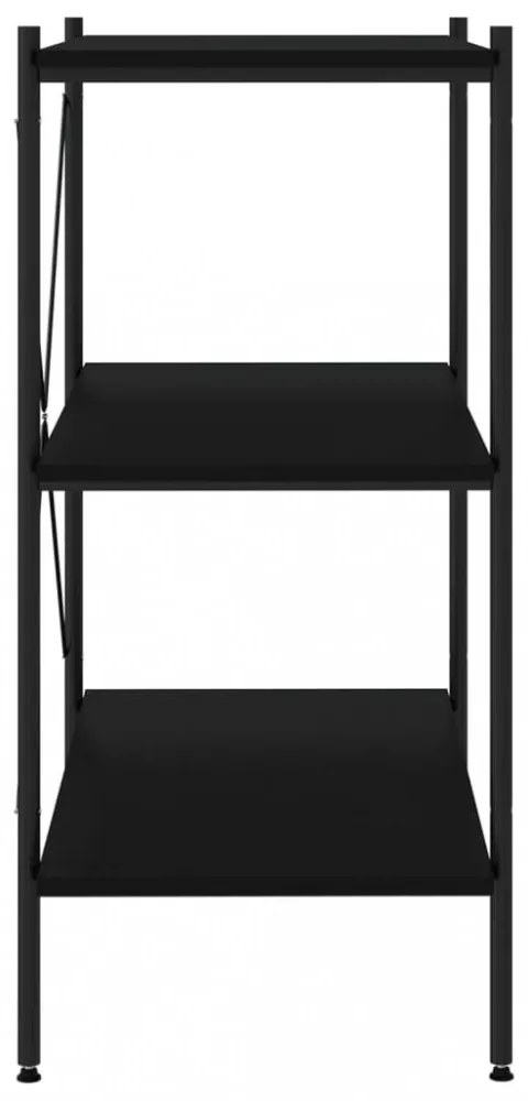 fekete 3 szintes polcrendszer 80x40x92 cm
