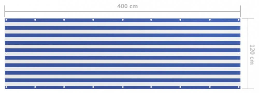 fehér és kék oxford-szövet erkélyparaván 120 x 400 cm