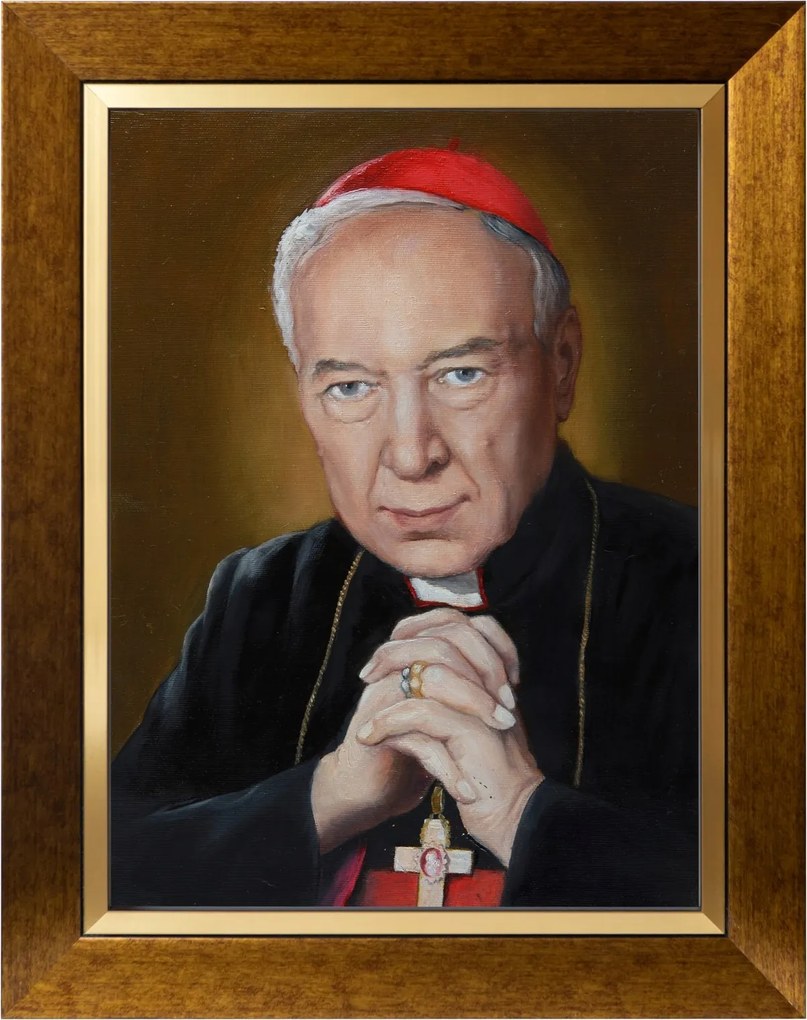 Stefan Wyszyński Szakrális Kép Arany Vászon Díszkeret 30X40