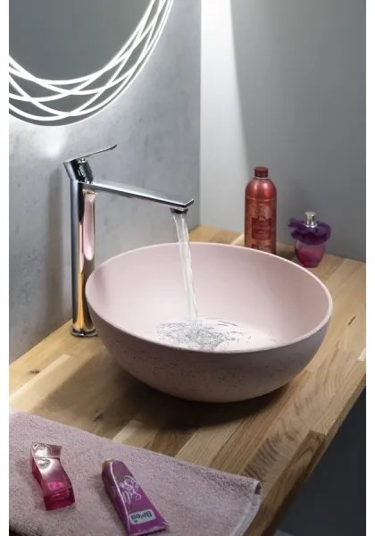 Sapho - pult fölé szerelhető mosdó FORMIGO átm. 39 cm beton/rózsaszín