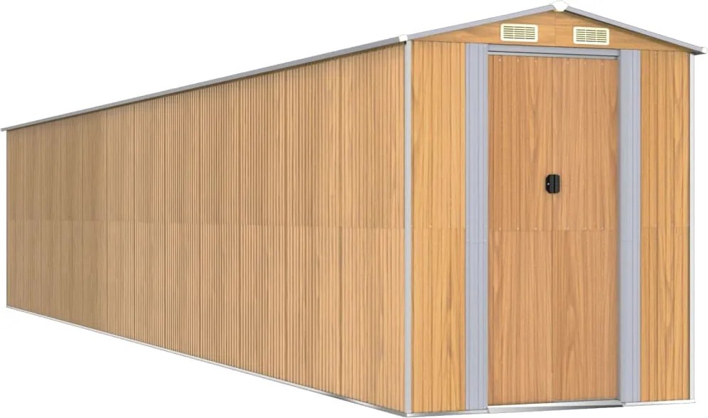 vidaXL világosbarna horganyzott acél kerti fészer 192x1021x223 cm