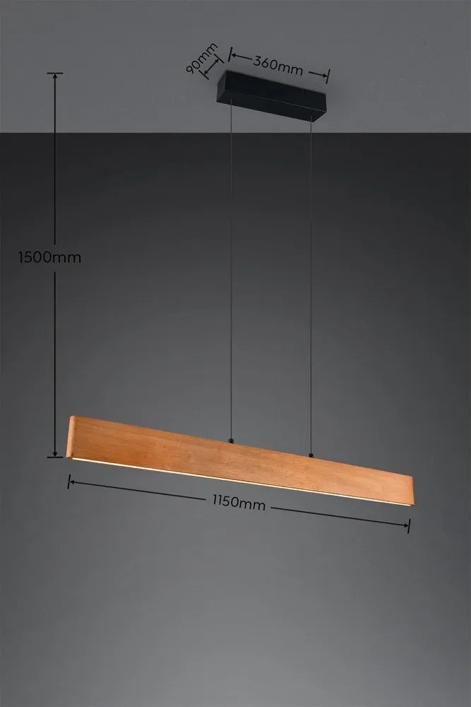 Natúr színű LED függőlámpa fa búrával Edgewood – Trio