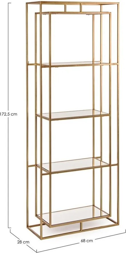 Aranyszínű acél könyvespolc 68x172,5x28 cm Elenor – Bizzotto