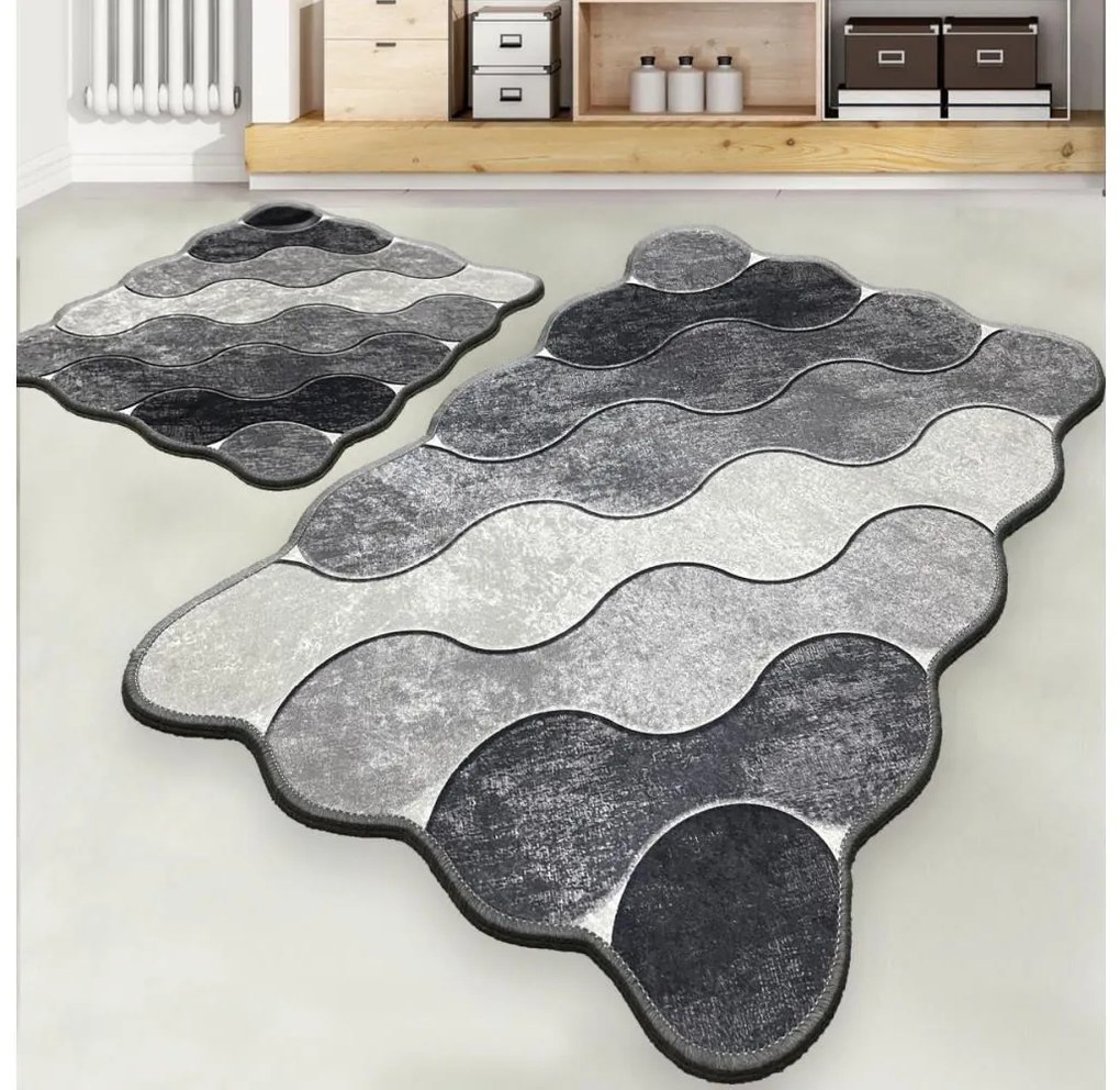 KÉSZLET 2x Fürdőszoba szőnyeg CIRCLE 60/100 cm szürke