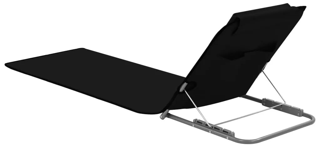 2 db fekete összecsukható acél és szövet napozómatrac