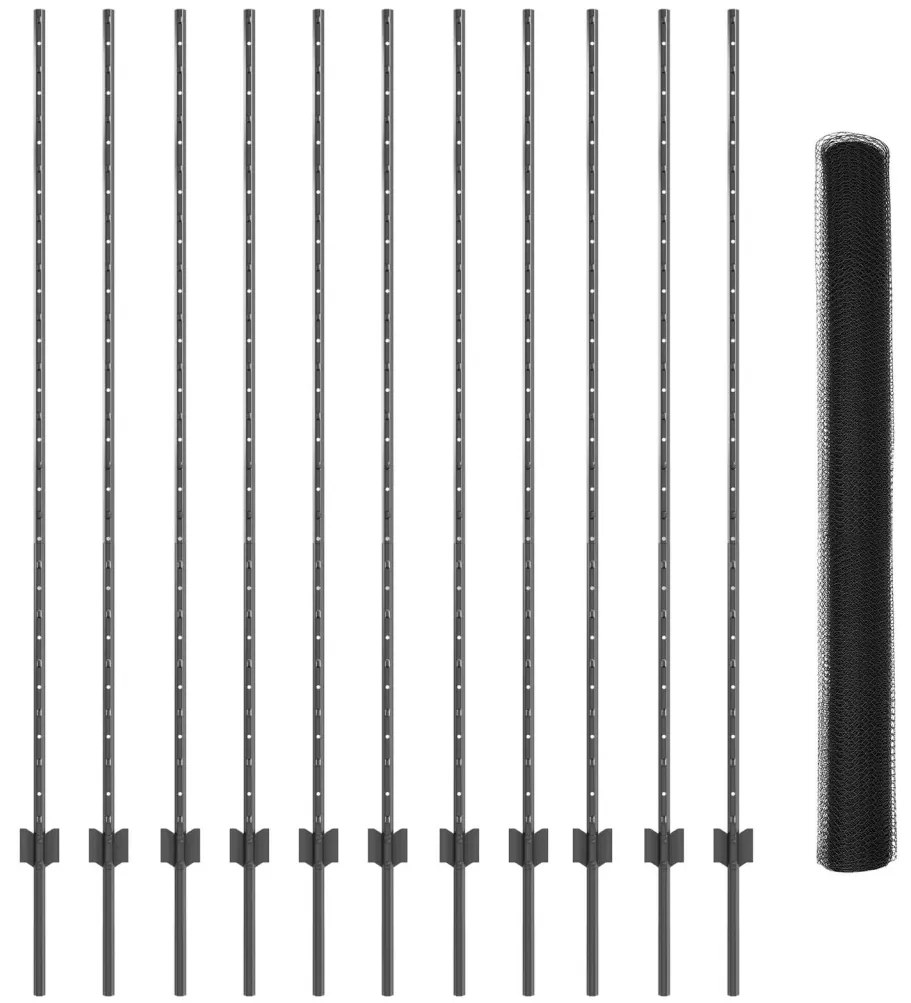 Kerti Kerítés Készlet 2 Darab Szürke Porszórt Acél 25 x 1.5 m