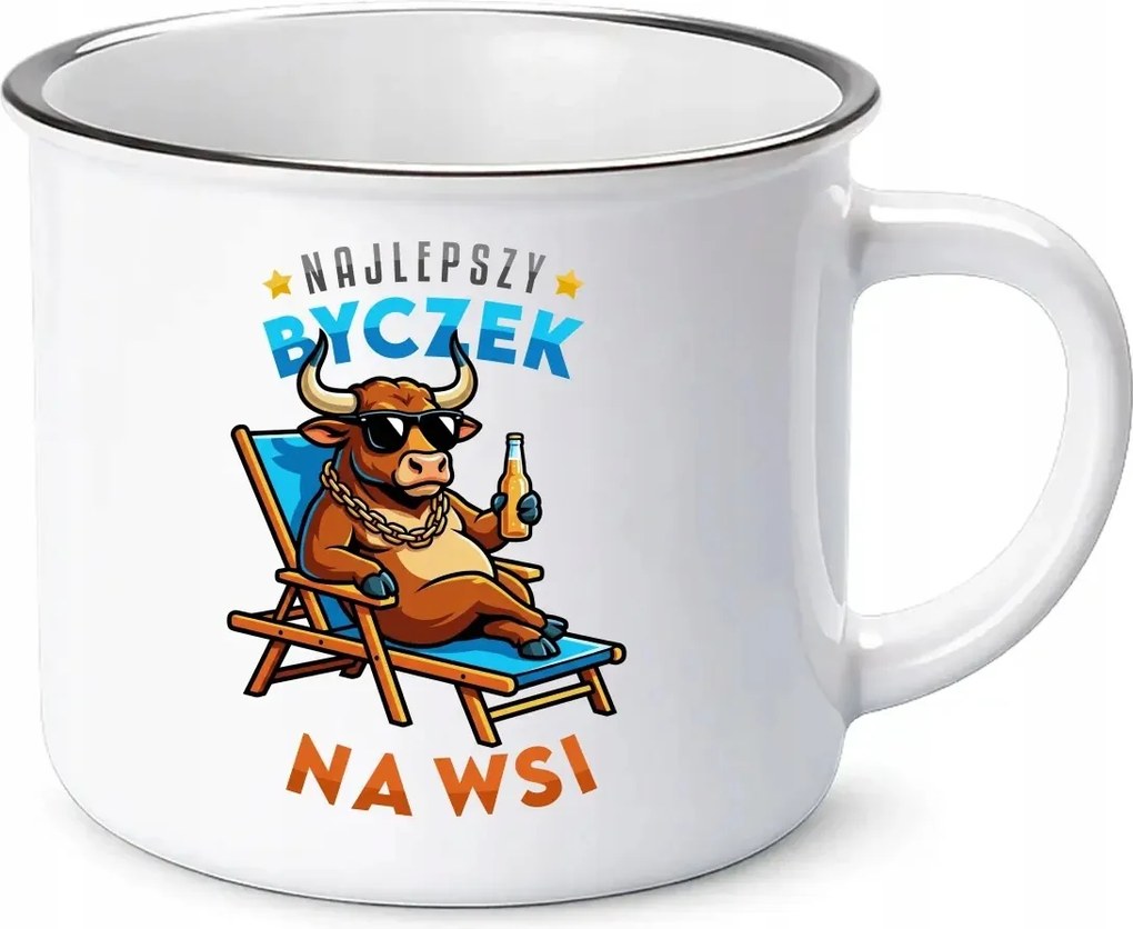 A legjobb bika vidéken Zománcozott Bögre Ajándék Vicces Nyomtatással