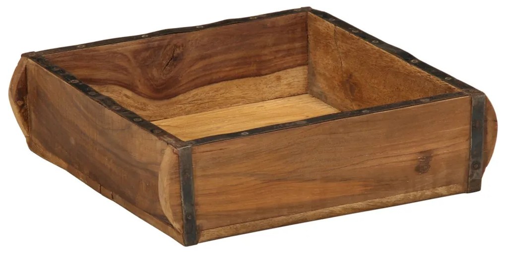 Tálca 31x29x10 cm Tömör Fa Újrahasznosított