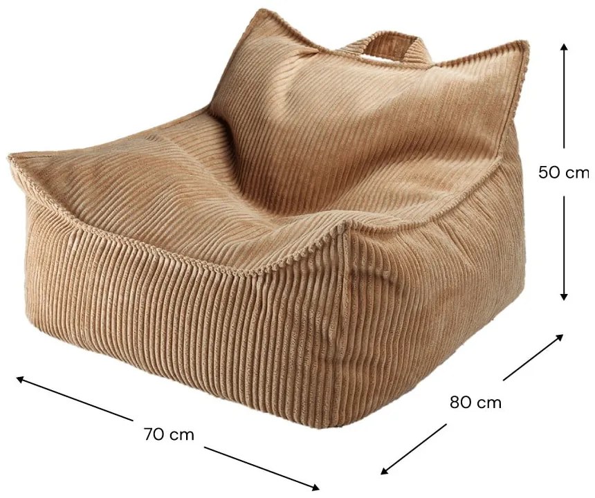 Barna kordbársony gyerek babzsákfotel Chair – Wigiwama