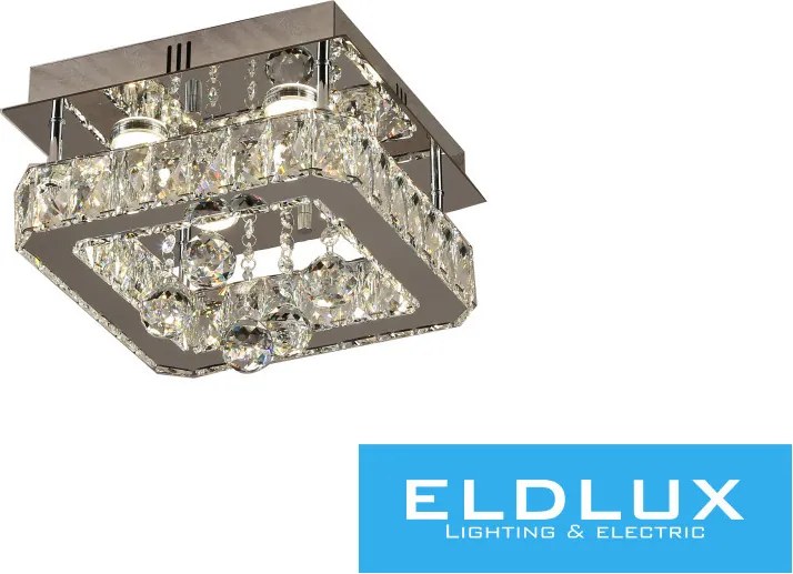 ELDLUX Kristály üveg mennyezeti lámpa 24w 1920lm CCT IP20 280x280x215mm Króm