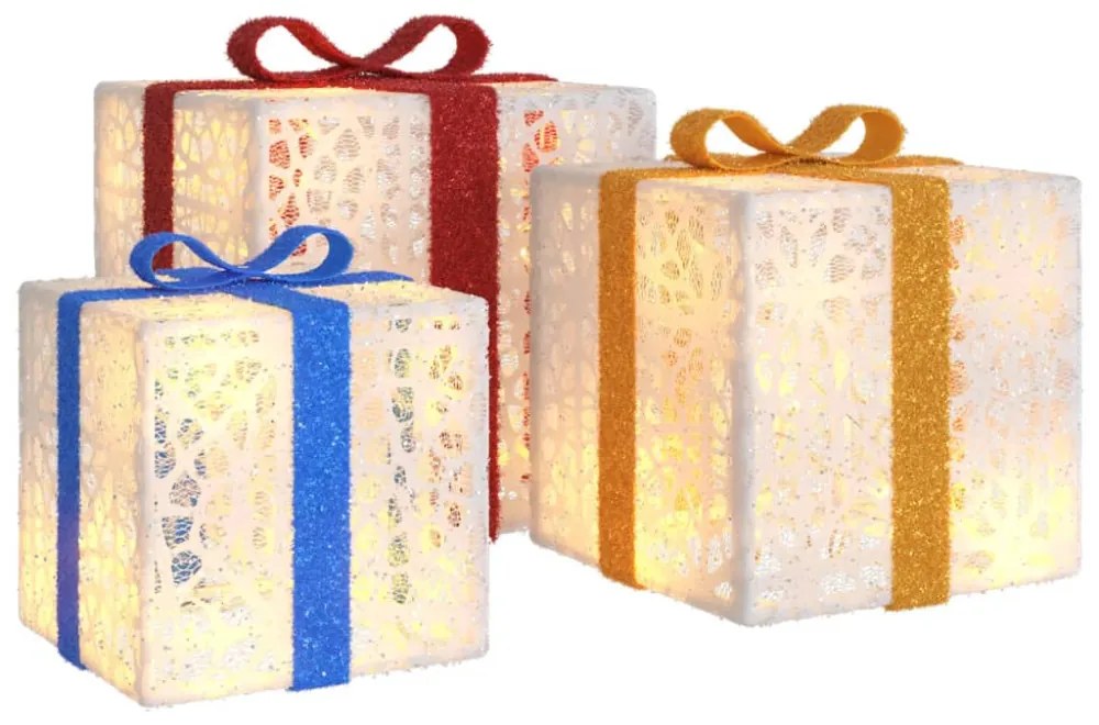 3 db 64 LED-es meleg fehér karácsonyi ajándékdoboz-lámpa