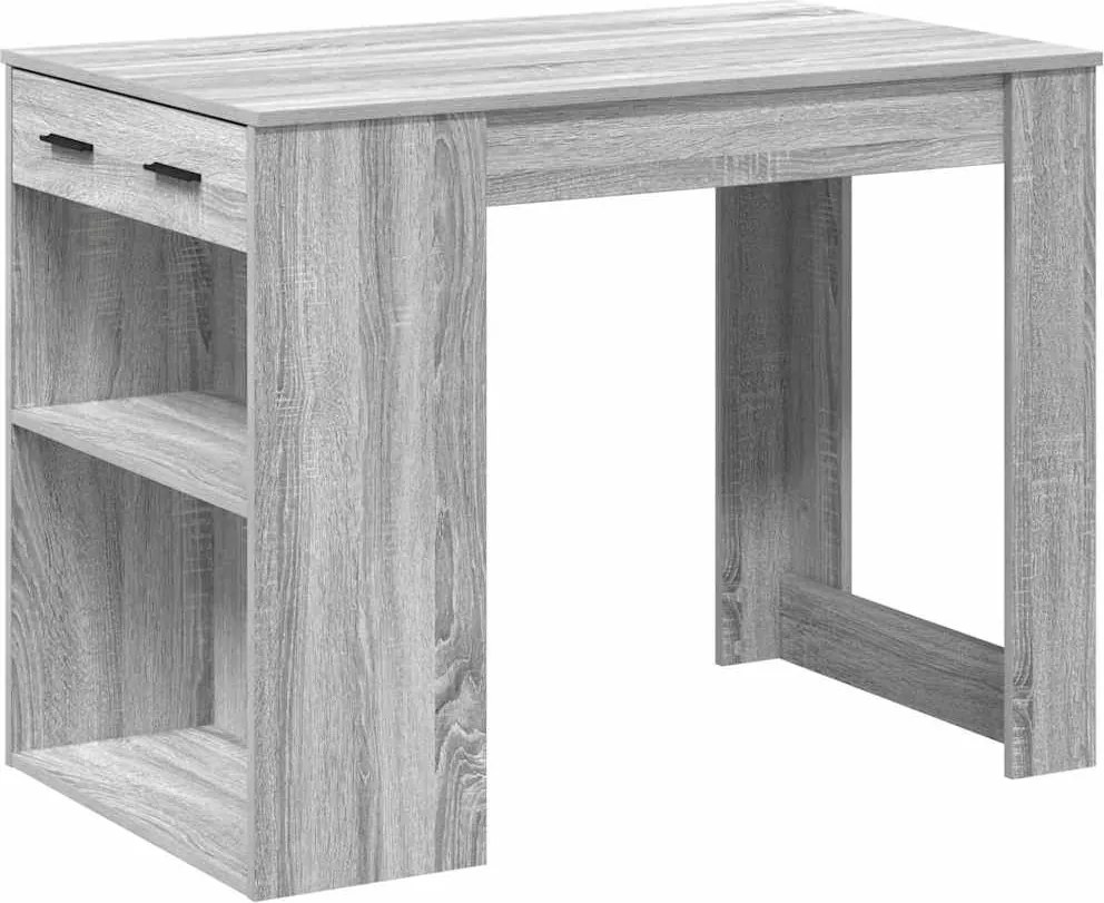 vidaXL íróasztal fiókkal és polccal szürke sonoma 102x62x77,5 cm