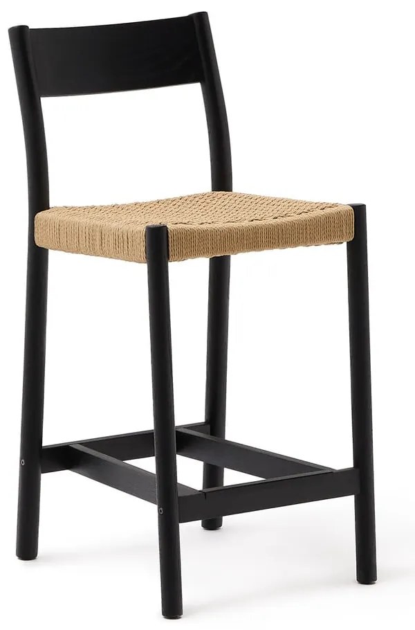 Fekete-natúr színű tölgyfa bárszék (ülésmagasság 65 cm) Yalia – Kave Home