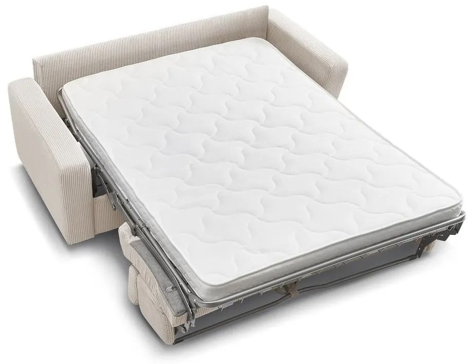 Krémszínű kordbársony kinyitható kanapé 215 cm Monaco – Bobochic Paris